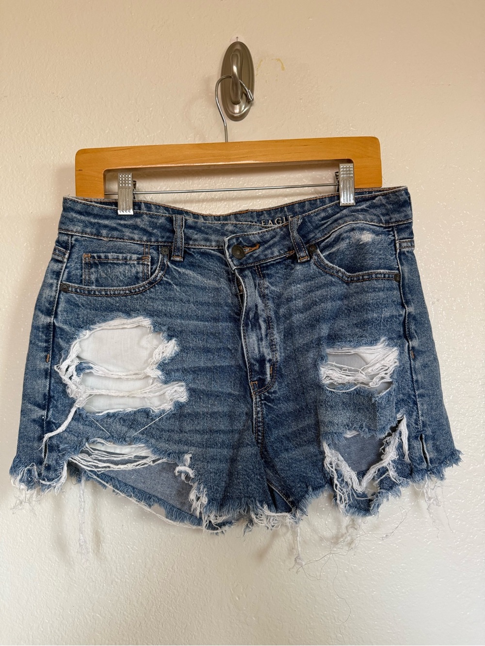 American Eagle Outfitters Distressed Denim Cutoff Shorts - Dark Blue